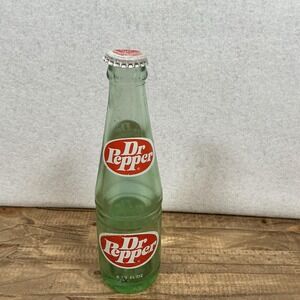 Vintage 6 1/2 Oz. Dr Pepper Soda Bottle Green Glass Opened Empty
